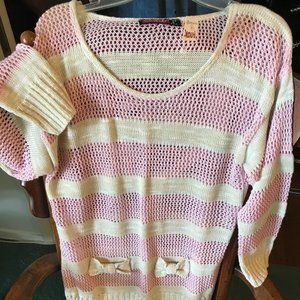 Say What? Women's Pink/Off White Striped Top